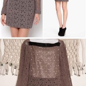 DVF sarita pebble gray lace leather dress